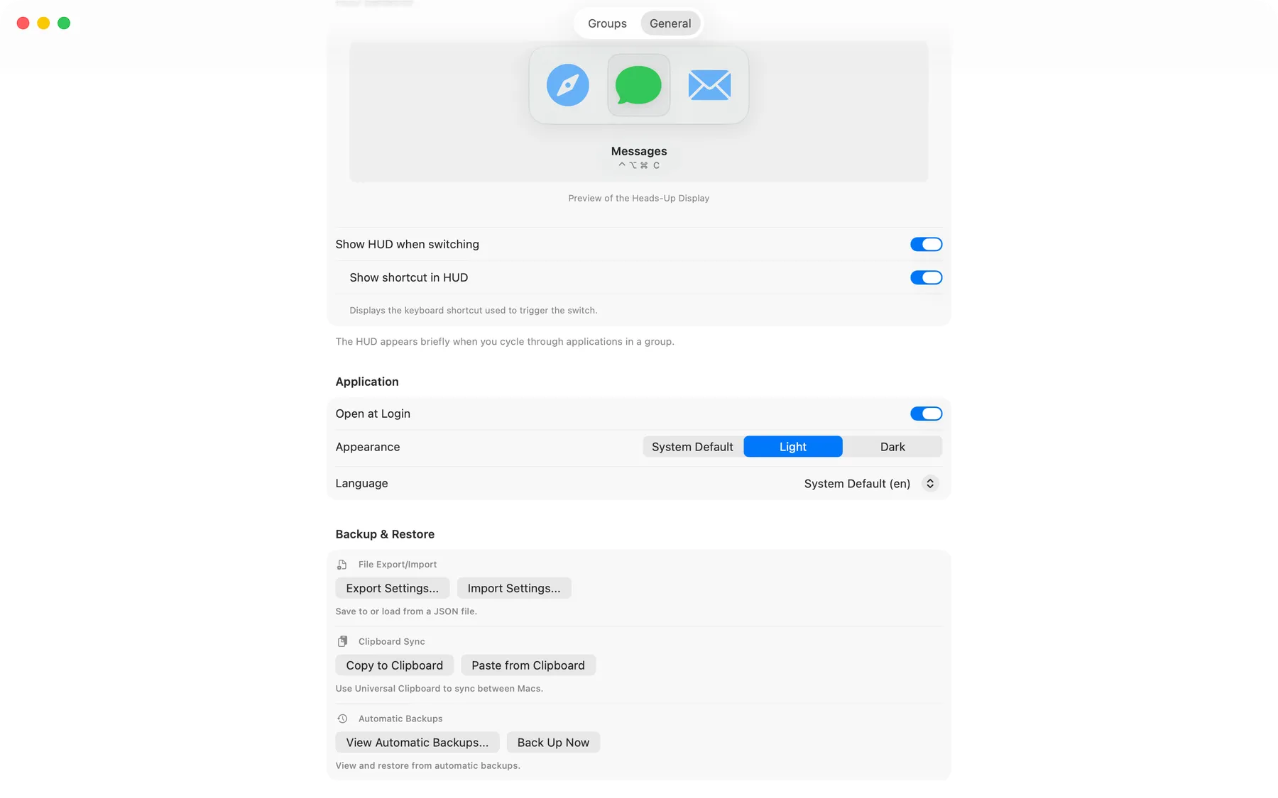 General Settings Light